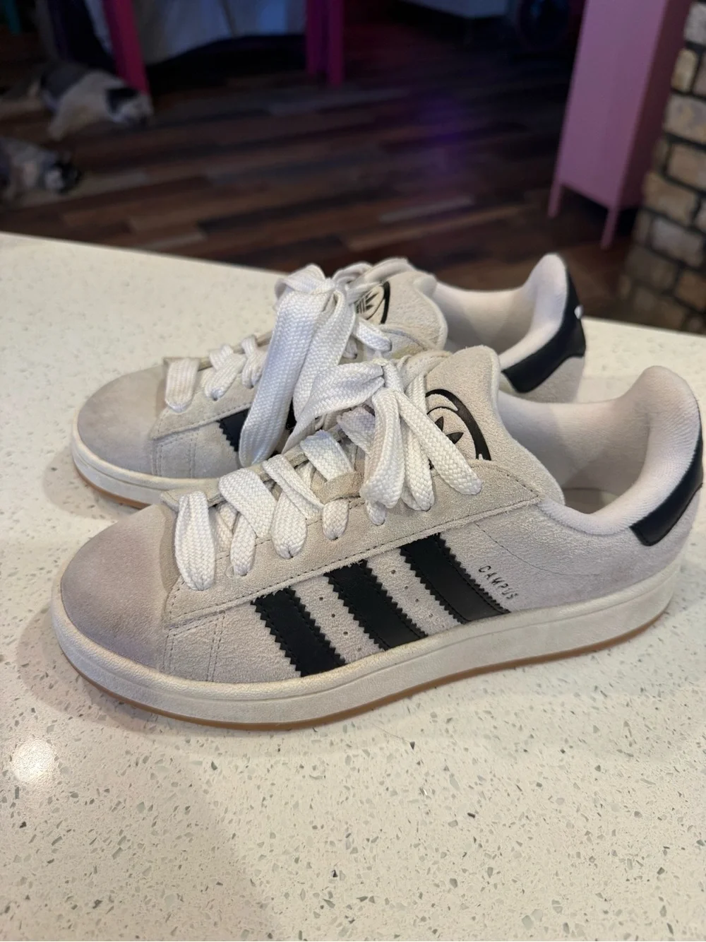 adidas Campus Suede Sneakers in White and Navy